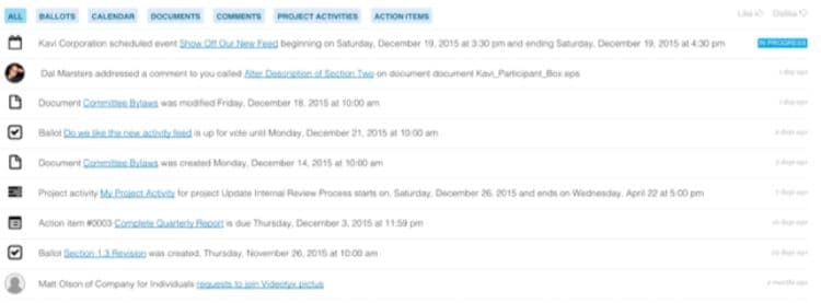 Activity Feed at Kavi